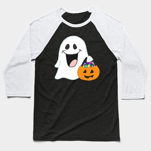 Trick or Treat Ghost Baseball T-Shirt by alexwestshop